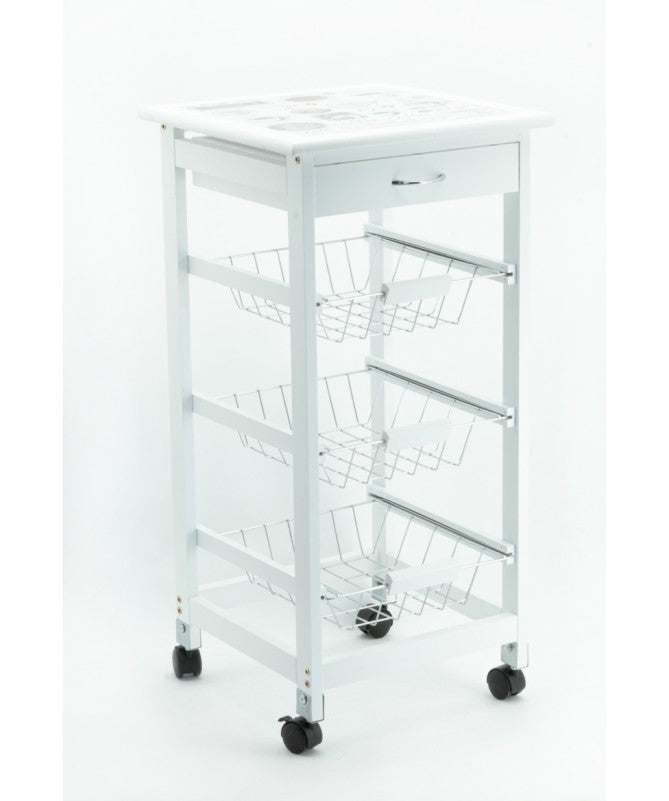 CARRELLO CUCINA OTTAWA 3 CESTI MDF BIANCO FFI