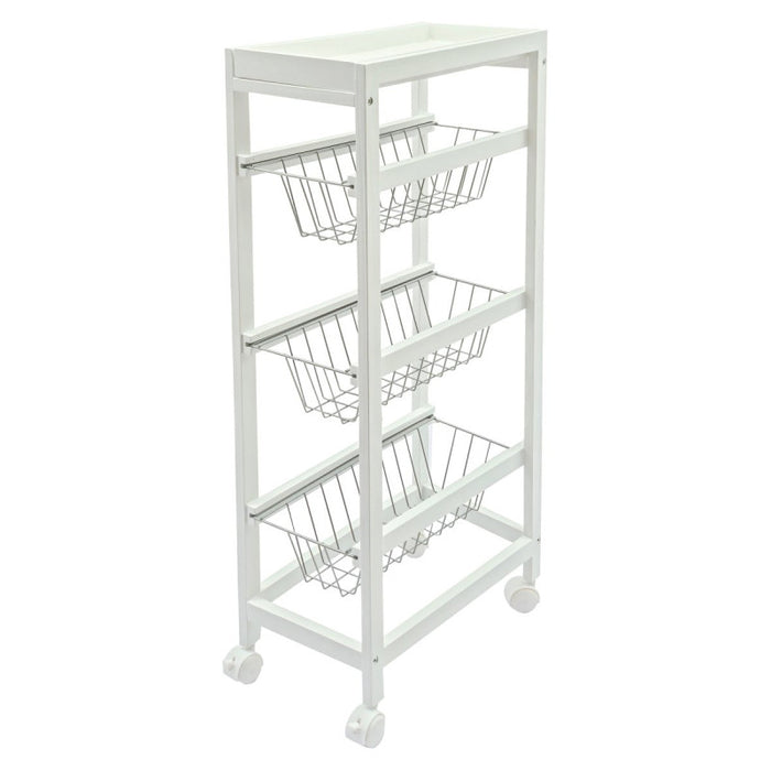 Carrello Cucina Toronto 3 Cesti Mdf Bianco 40x22x83 Cm
