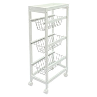 Carrello Cucina Toronto 3 Cesti Mdf Bianco 40x22x83 Cm