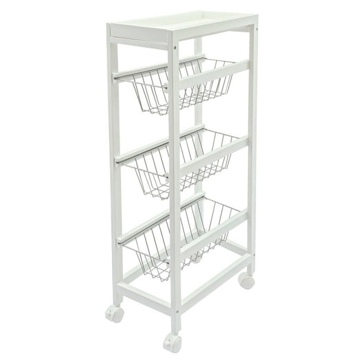 Carrello Cucina Toronto 3 Cesti Mdf Bianco 40x22x83 Cm