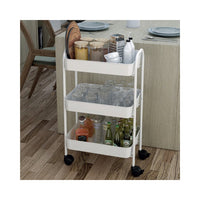 Carrello da cucina 3 ripiani in metallo con ruote Tier 45.5x32x76.4H colore bianco