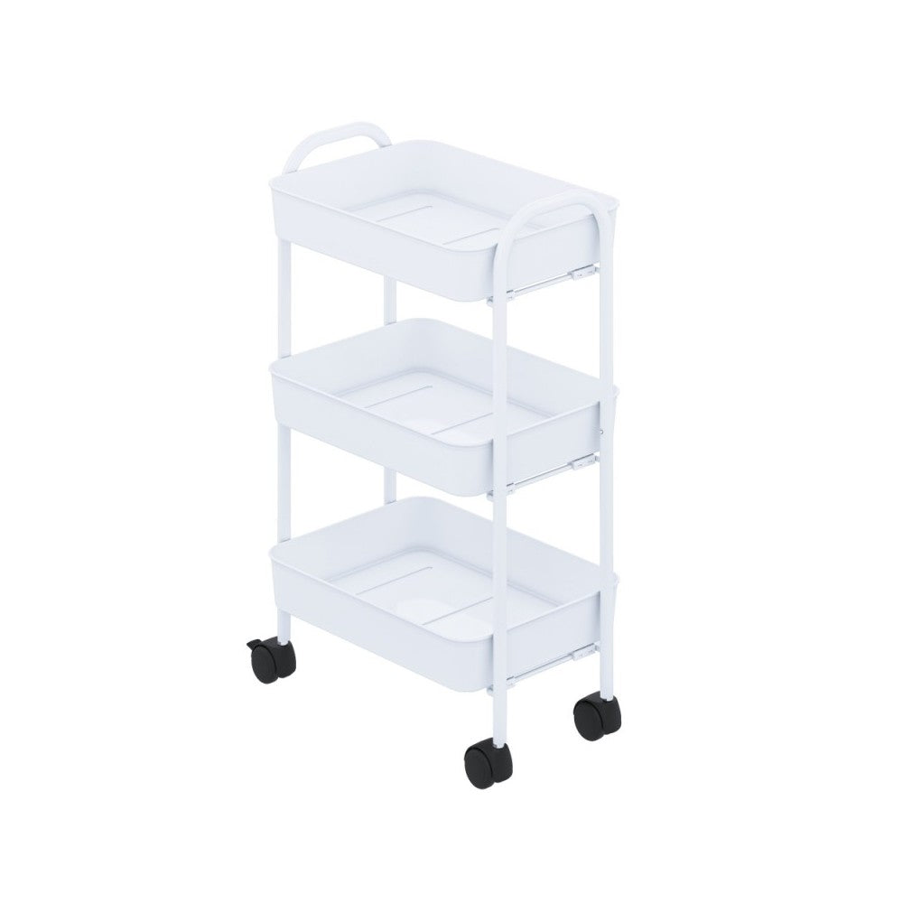 Carrello da cucina 3 ripiani in metallo con ruote Tier 45.5x32x76.4H colore bianco