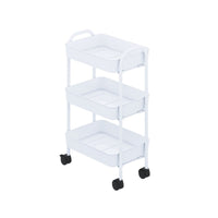 Carrello da cucina 3 ripiani in metallo con ruote Tier 45.5x32x76.4H colore bianco