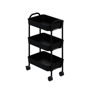 Carrello da cucina 3 ripiani in metallo con ruote Tier 45.5x32x76.4H colore nero