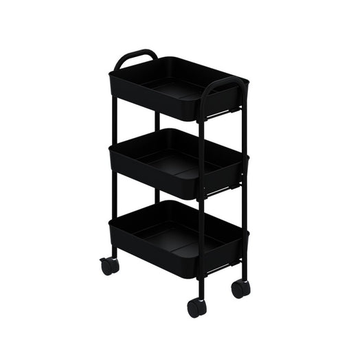 Carrello da cucina 3 ripiani in metallo con ruote Tier 45.5x32x76.4H colore nero