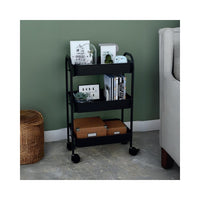 Carrello da cucina 3 ripiani in metallo con ruote Tier 45.5x32x76.4H colore nero
