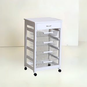 Carrello da cucina 4 cestini estraibili ed un cassetto Vesuvio colore bianco