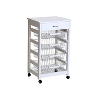 Carrello da cucina 4 cestini estraibili ed un cassetto Vesuvio colore bianco