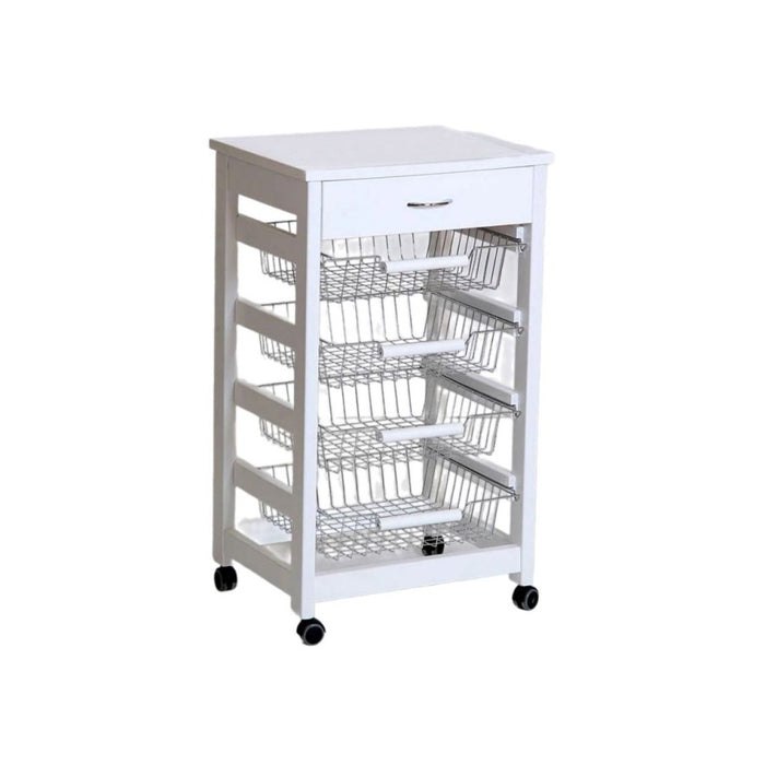 Carrello da cucina 4 cestini estraibili ed un cassetto Vesuvio colore bianco