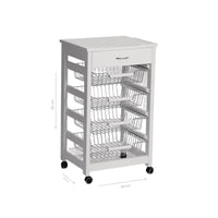 Carrello da cucina 4 cestini estraibili ed un cassetto Vesuvio colore bianco