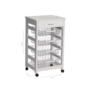 Carrello da cucina 4 cestini estraibili ed un cassetto Vesuvio colore bianco