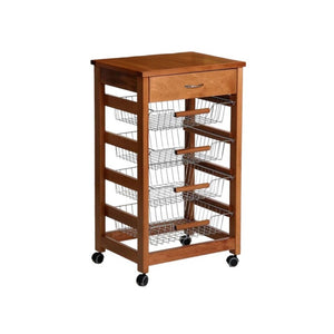 Carrello da cucina 4 cestini estraibili ed un cassetto Vesuvio colore rovere