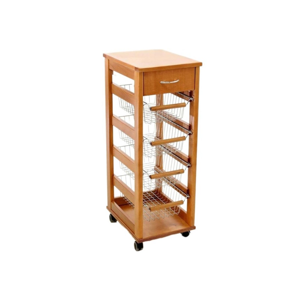Carrello da cucina salvaspazio 4 cestini estraibili ed un cassetto Vesuvio colore rovere