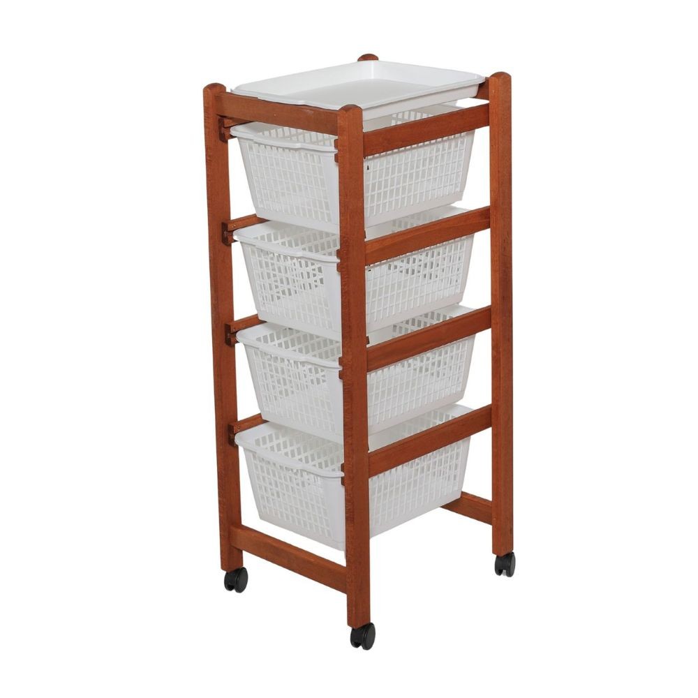 Carrello da cucina 4 cestini estraibili ed un vassoio Jolly Eco colore ciliegio