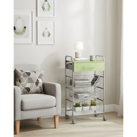 Carrello da cucina ALESIA - 3 cestelli, cassetto e piano colore pistacchio