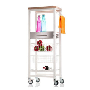Carrello da cucina alto ONDA ALTO – carrello salvaspazio con cassetto, cestelli e portabottiglie