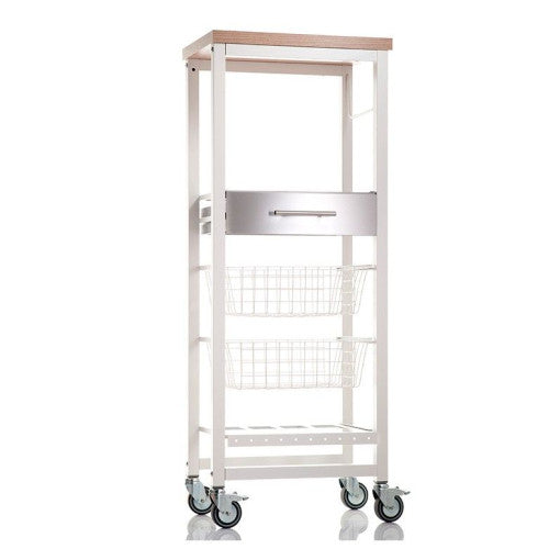 Carrello da cucina alto ONDA ALTO – carrello salvaspazio con cassetto, cestelli e portabottiglie