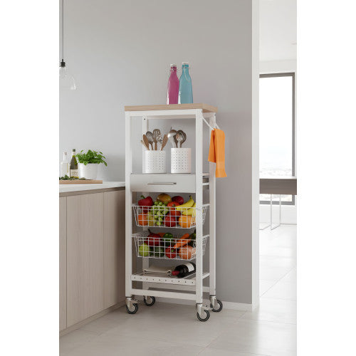Carrello da cucina alto ONDA ALTO – carrello salvaspazio con cassetto, cestelli e portabottiglie