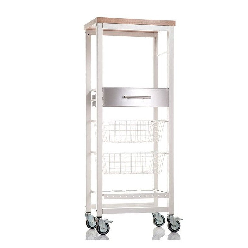 Carrello da cucina alto ONDA ALTO – carrello salvaspazio con cassetto, cestelli e portabottiglie