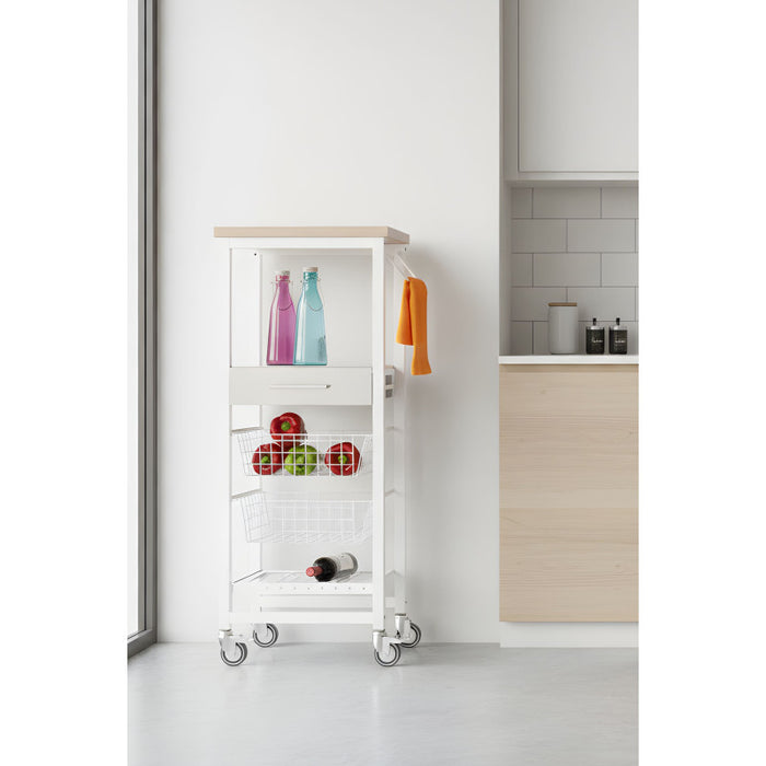 Carrello da cucina alto ONDA ALTO – carrello salvaspazio con cassetto, cestelli e portabottiglie