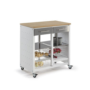 Carrello da cucina BERGEN con cassetti, cestini e portabottiglie – design e produzione spagnola