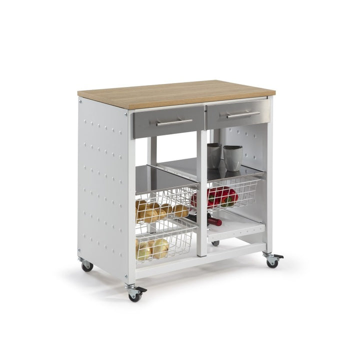 Carrello da cucina BERGEN con cassetti, cestini e portabottiglie – design e produzione spagnola
