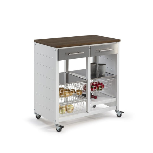 Carrello da cucina BERGEN con cassetti, cestini e portabottiglie – design e produzione spagnola