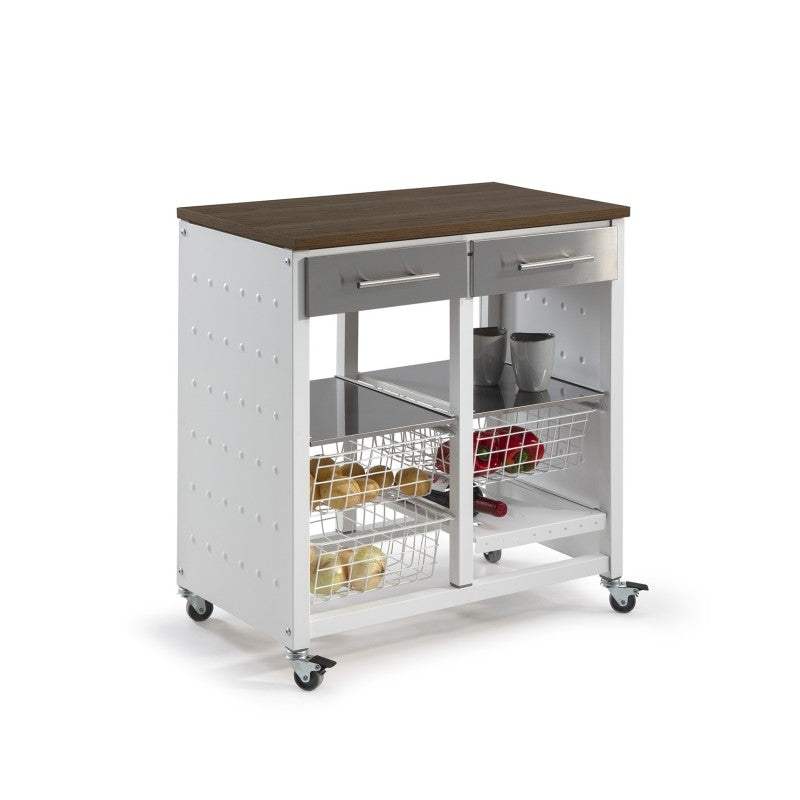Carrello da cucina BERGEN con cassetti, cestini e portabottiglie – design e produzione spagnola