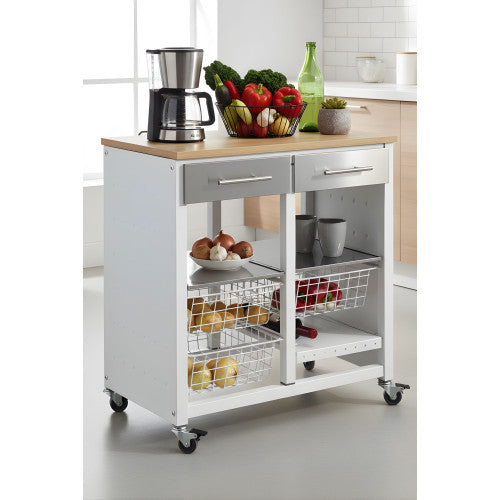 Carrello da cucina BERGEN con cassetti, cestini e portabottiglie