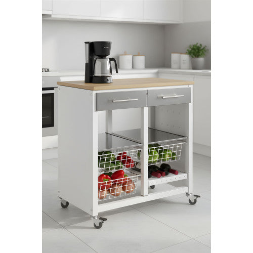 Carrello da cucina BERGEN con cassetti, cestini e portabottiglie