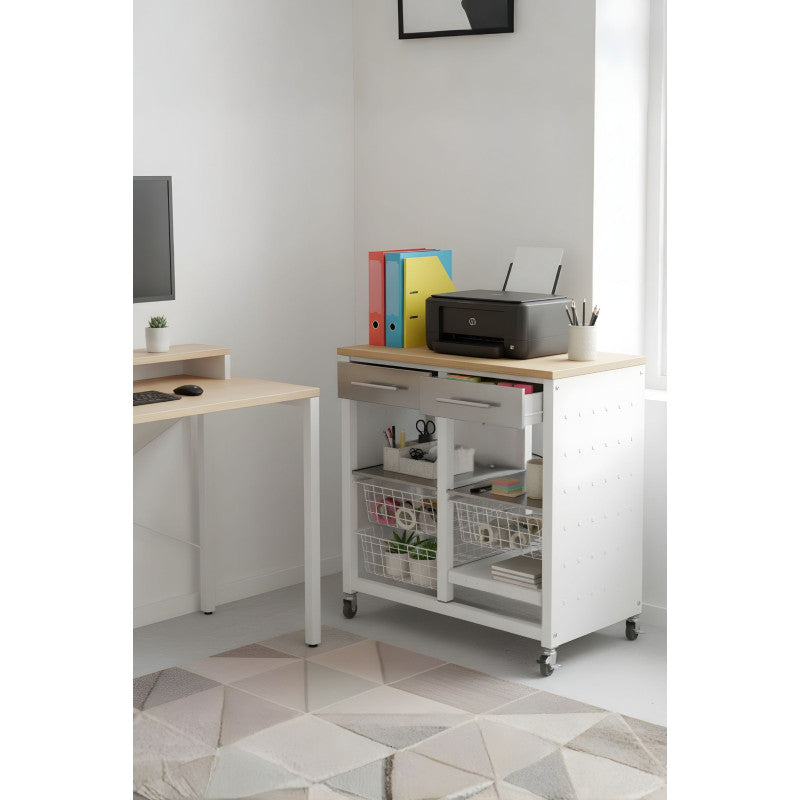 Carrello da cucina BERGEN con cassetti, cestini e portabottiglie – design e produzione spagnola