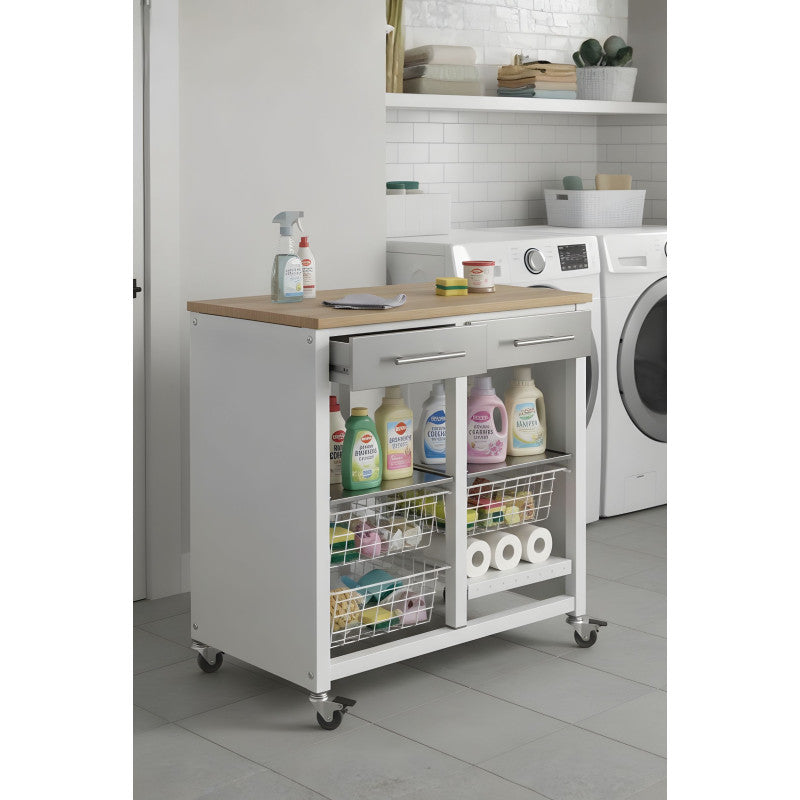 Carrello da cucina BERGEN con cassetti, cestini e portabottiglie – design e produzione spagnola