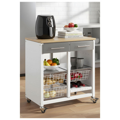 Carrello da cucina BERGEN con cassetti, cestini e portabottiglie