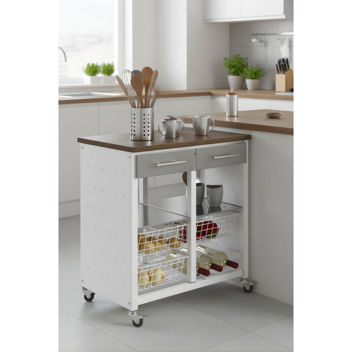 Carrello da cucina BERGEN con cassetti, cestini e portabottiglie – design e produzione spagnola
