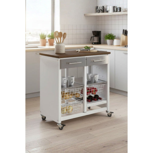 Carrello da cucina BERGEN con cassetti, cestini e portabottiglie