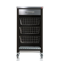 Carrello da cucina CHELSEA con ruote – Piano in acciaio inox, 3 cestelli, cassetto e portabottiglie