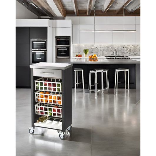 Carrello da cucina con piano di lavoro in acciaio inox, MOHER