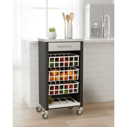 Carrello da cucina con piano di lavoro in acciaio inox, MOHER