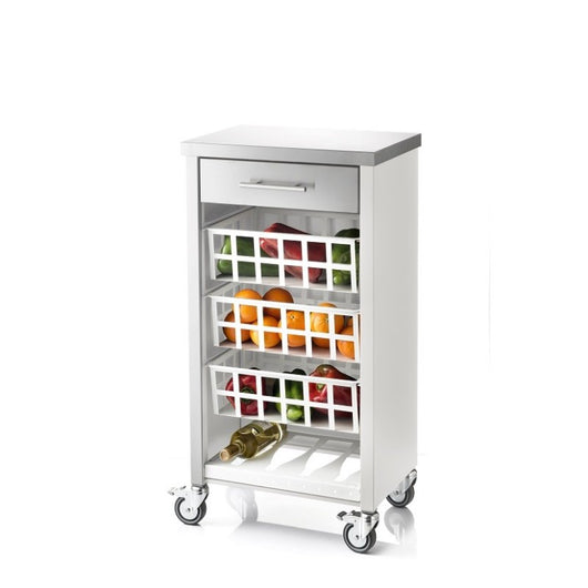 Carrello da cucina con piano di lavoro in acciaio inox, MOHER