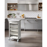 Carrello da cucina con piano di lavoro in acciaio inox, MOHER