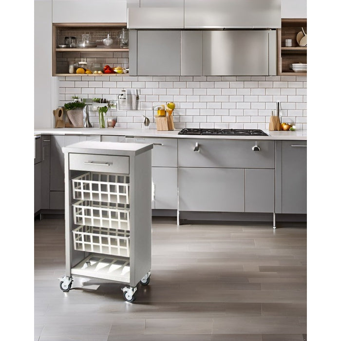 Carrello da cucina con piano di lavoro in acciaio inox, MOHER