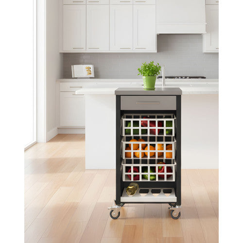 Carrello da cucina con piano di lavoro in acciaio inox, MOHER