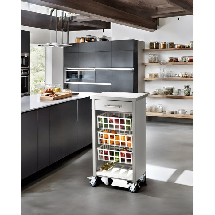 Carrello da cucina con piano di lavoro in acciaio inox, MOHER