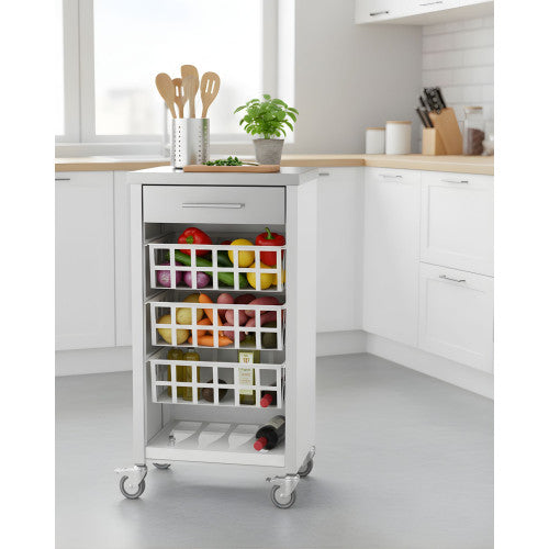 Carrello da cucina con piano di lavoro in acciaio inox, MOHER