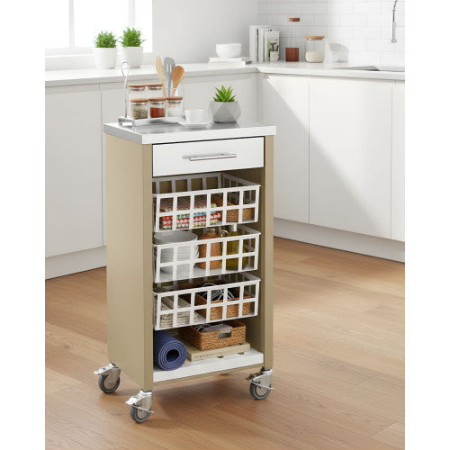 Carrello da cucina con piano di lavoro in acciaio inox, MOHER