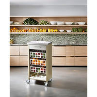 Carrello da cucina con piano di lavoro in acciaio inox, MOHER