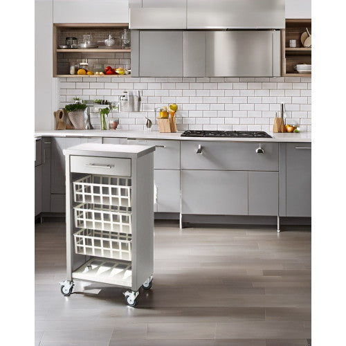 Carrello da cucina con piano di lavoro in acciaio inox, MOHER