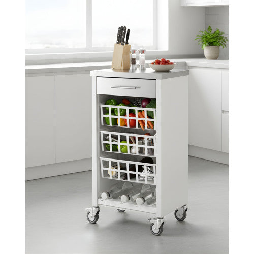 Carrello da cucina con piano di lavoro in acciaio inox, MOHER