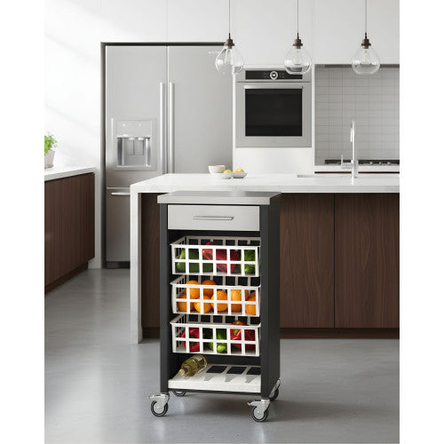 Carrello da cucina con piano di lavoro in acciaio inox, MOHER
