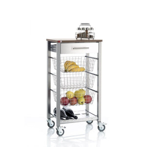 Carrello da cucina con ruote con piano color Ciliegio, ONDA ALUMINIUM